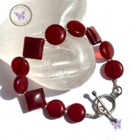 Carnelian Coin & Diamond Bracelet